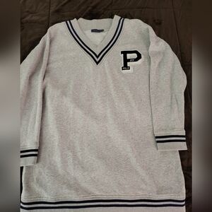 Used: Polo: Gray V-Neck Sweater Dress with Letter Patch